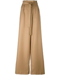 Pantalon large en laine marron clair MSGM