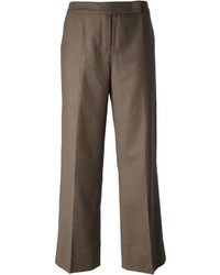 Pantalon large en laine marron