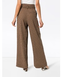 Pantalon large en laine marron Nanushka