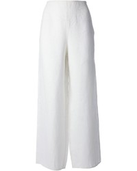 Pantalon large en lin blanc Krizia