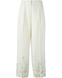 Pantalon large en lin blanc Saint Laurent