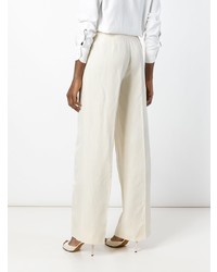 Pantalon large en lin blanc Prada Vintage