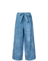 Pantalon large en lin bleu clair Raquel Allegra