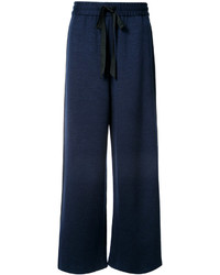 Pantalon large en lin bleu marine ADAM by Adam Lippes