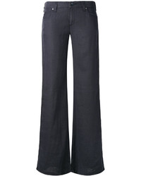 Pantalon large en lin bleu marine Armani Jeans
