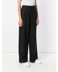 Pantalon large en lin noir Yves Saint Laurent Vintage