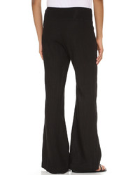 Pantalon large en lin noir Three Dots