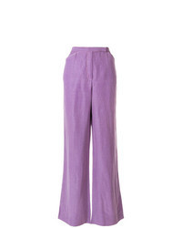 Pantalon large en lin violet clair