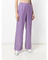 Pantalon large en lin violet clair Emanuel Ungaro Vintage