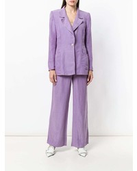 Pantalon large en lin violet clair Emanuel Ungaro Vintage