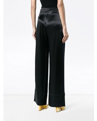 Pantalon large en satin bleu marine Michael Lo Sordo