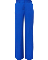 Pantalon large en satin bleu