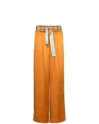 Pantalon large en satin orange