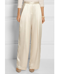 Pantalon large en soie blanc By Malene Birger