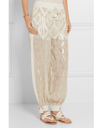 Pantalon large en soie blanc Rachel Zoe