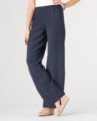 Pantalon large en soie bleu marine