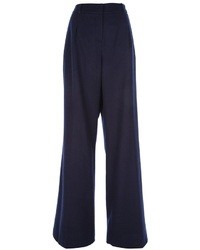 Pantalon large en soie bleu marine Agnona