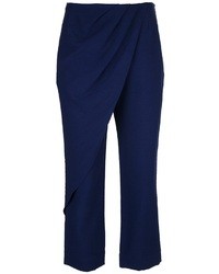 Pantalon large en soie bleu marine Anne Valerie Hash