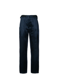 Pantalon large en soie bleu marine Derek Lam