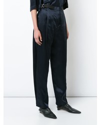 Pantalon large en soie bleu marine Derek Lam