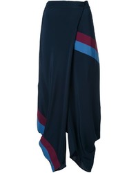 Pantalon large en soie bleu marine Stella McCartney