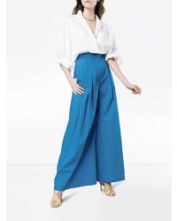 Pantalon large en soie bleu Vika Gazinskaya