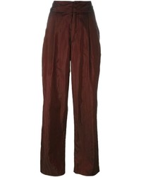 Pantalon large en soie bordeaux Isabel Marant