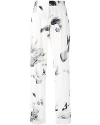 Pantalon large en soie imprimé blanc A.F.Vandevorst
