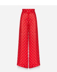 Pantalon large en soie imprimé rouge Christopher Kane