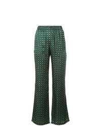 Pantalon large en soie imprimé vert foncé Faith Connexion