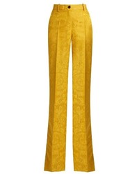Pantalon large en soie jaune