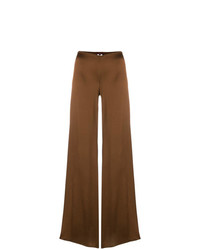 Pantalon large en soie marron Romeo Gigli Vintage