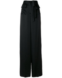 Pantalon large en soie noir Valentino