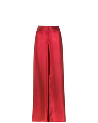 Pantalon large en soie rouge Amir Slama