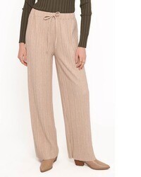 Pantalon large en tricot beige