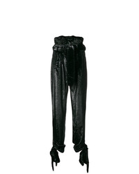 Pantalon large en velours à fleurs noir ATTICO
