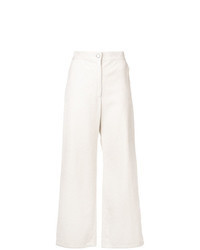 Pantalon large en velours côtelé blanc