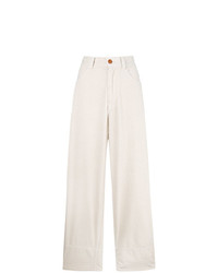 Pantalon large en velours côtelé blanc Sofie D'hoore