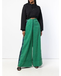 Pantalon large en velours côtelé vert Ultràchic