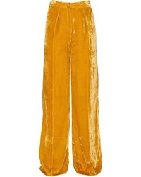 Pantalon large en velours jaune