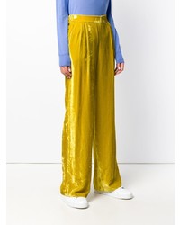Pantalon large en velours jaune Erika Cavallini