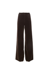 Pantalon large en velours marron foncé Emanuel Ungaro Vintage