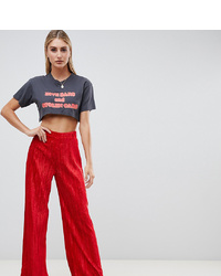 Pantalon large en velours rouge