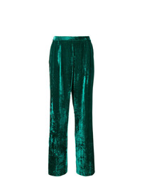 Pantalon large en velours vert foncé Erika Cavallini