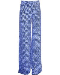 Pantalon large géométrique bleu Saloni
