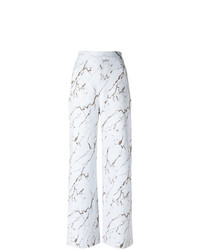 Pantalon large imprimé blanc Andrea Marques