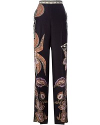 Pantalon large imprimé cachemire noir Etro