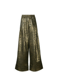 Pantalon large imprimé léopard doré