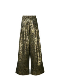 Pantalon large imprimé léopard doré Layeur