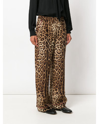 Pantalon large imprimé marron clair Dolce & Gabbana